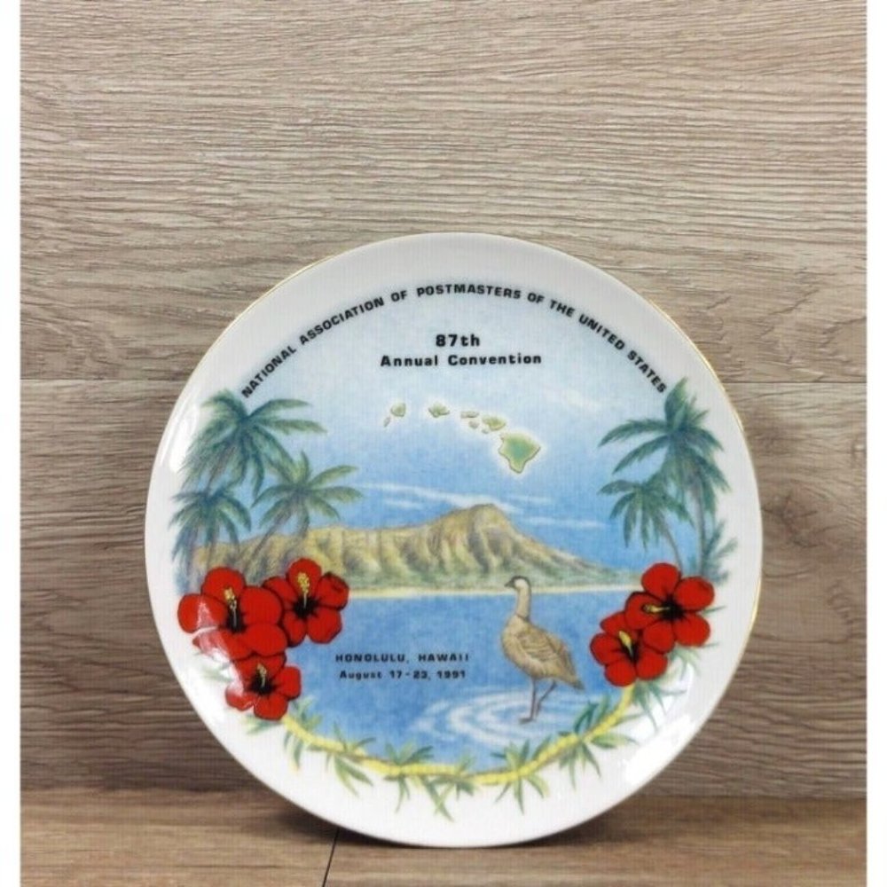 1991 United States Postmasters 87th Convention Collectible Plate Hawaii 8.25 "